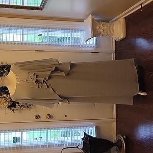 Lanting Bride silver bead long evening dress Mother-Bride builtin bra 18/20 NEW…